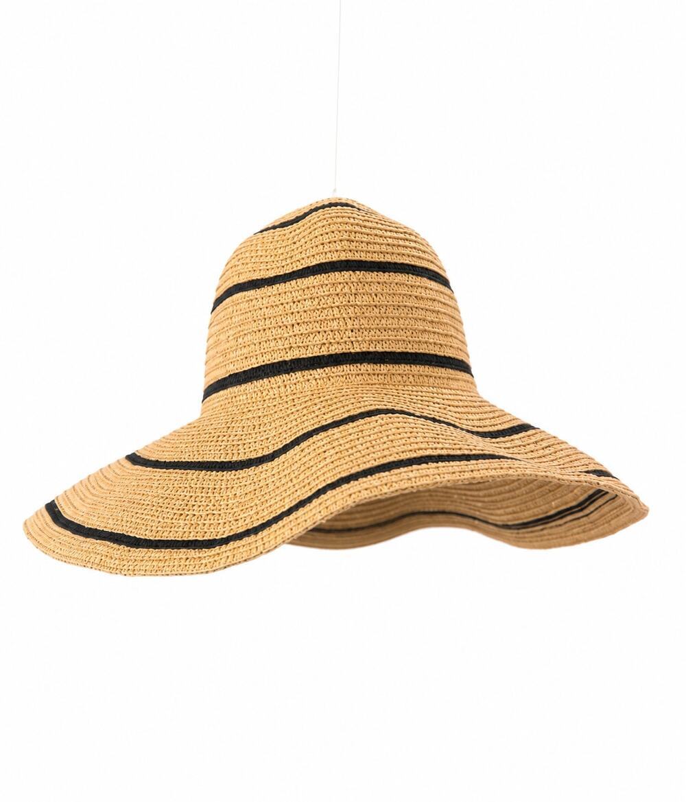 Wallaroo Wide Brim Sun Hat Straw Paper Braid Black Stripe Packable Beach Hat